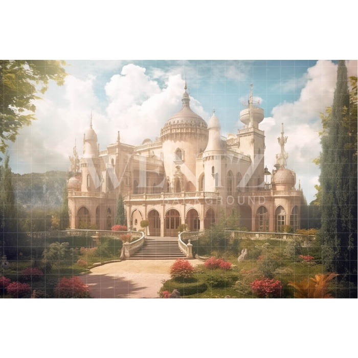 Fabric Photography Background Castle with Garden / Backdrop 3661