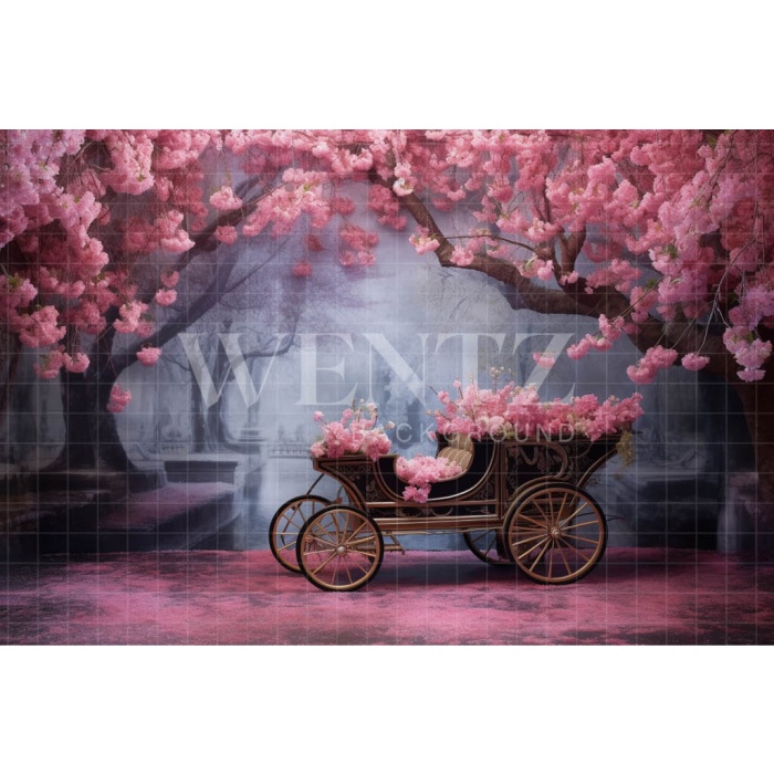 Fabric Photography Background Floral Carriage / Backdrop 3673