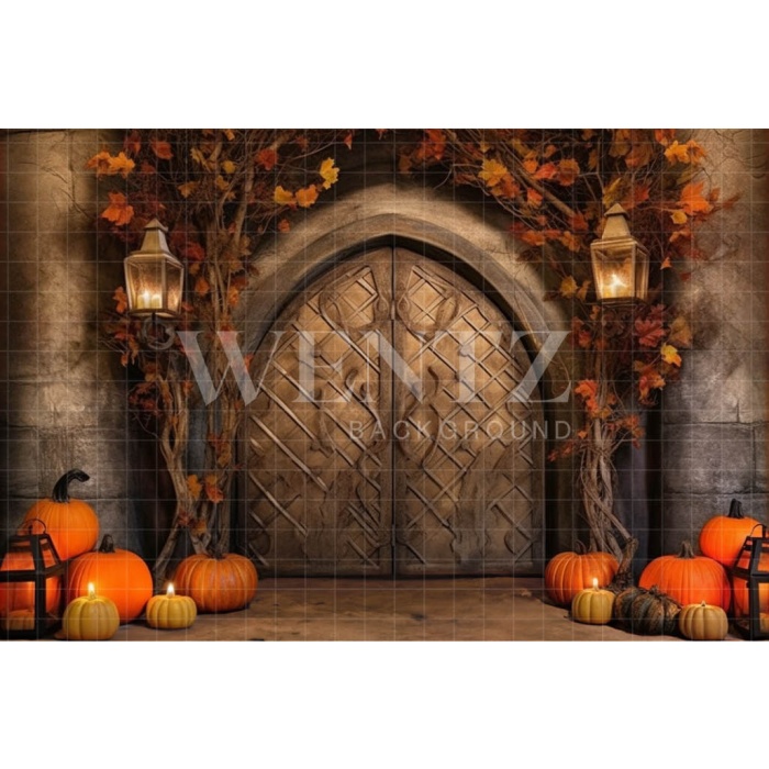 Fabric Photography Background Halloween Rustic Door / Backdrop 3726