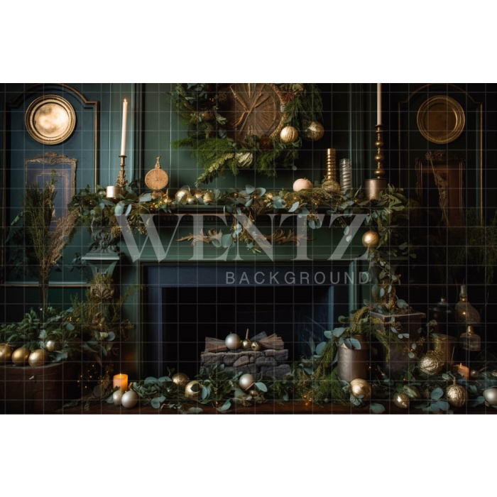 Fabric Photography Background Christmas Set with Fireplace / Backdrop 3839