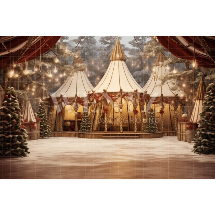 Fabric Photography Background Christmas Circus / Backdrop 4075