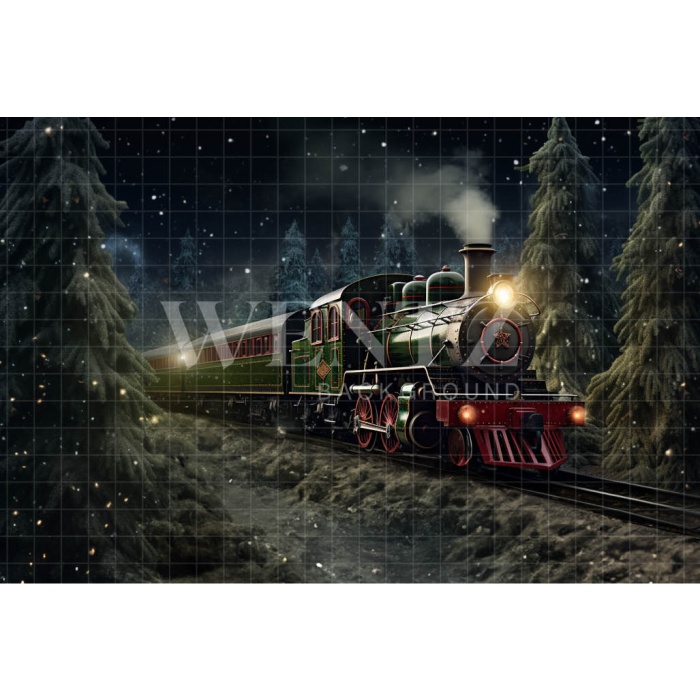 Fabric Photography Background Christmas Express Train / Backdrop 4080