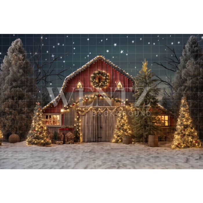 Fabric Photography Background Christmas Barn / Backdrop 4127