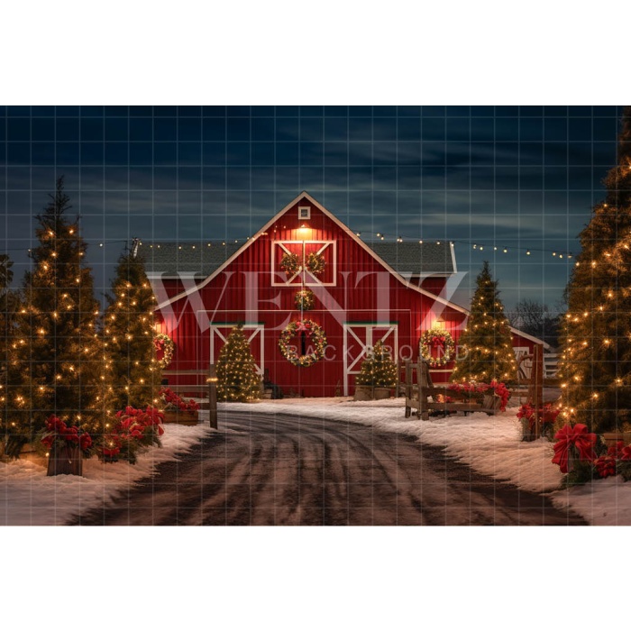 Fabric Photography Background Christmas Barn / Backdrop 4130