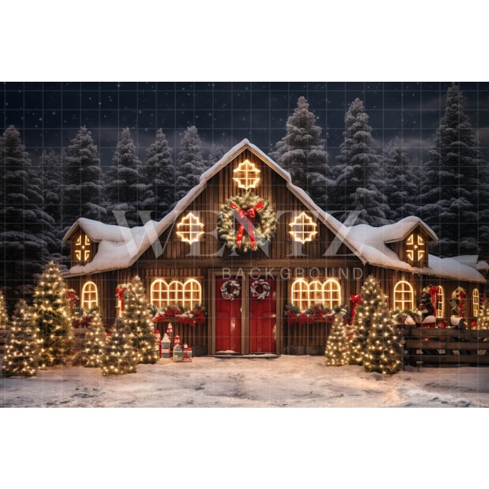 Fabric Photography Background Christmas Barn / Backdrop 4156