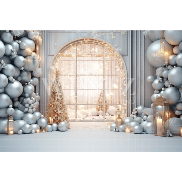 Fabric Photography Background Christmas Set with Window / Backdrop 4175