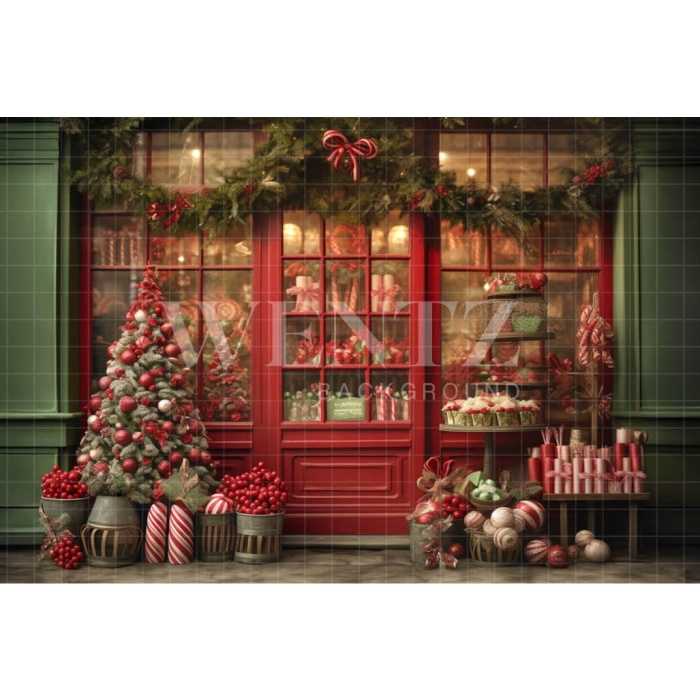 Fabric Photography Background Christmas Store / Backdrop 4196