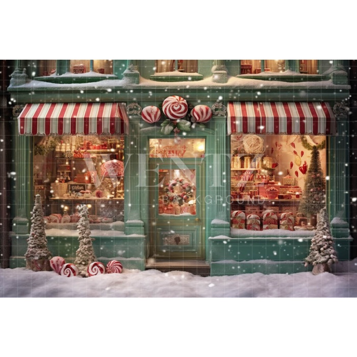 Fabric Photography Background Christmas Candy Shop / Backdrop 4197