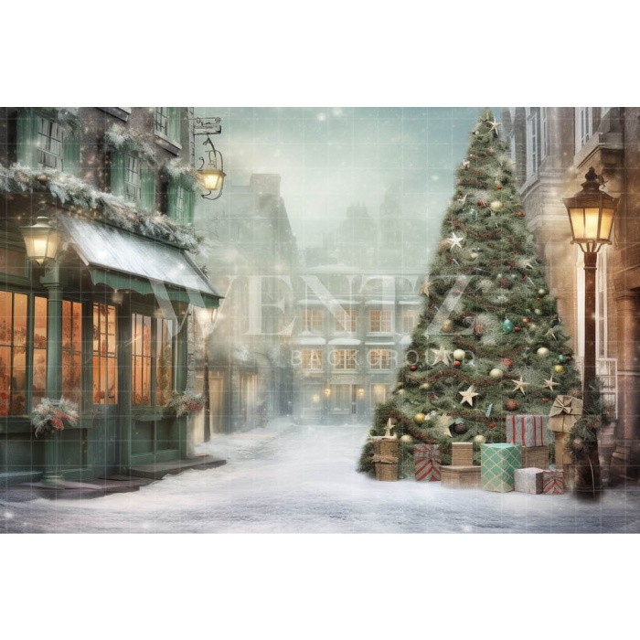 Fabric Photography Background Christmas Village / Backdrop 4206