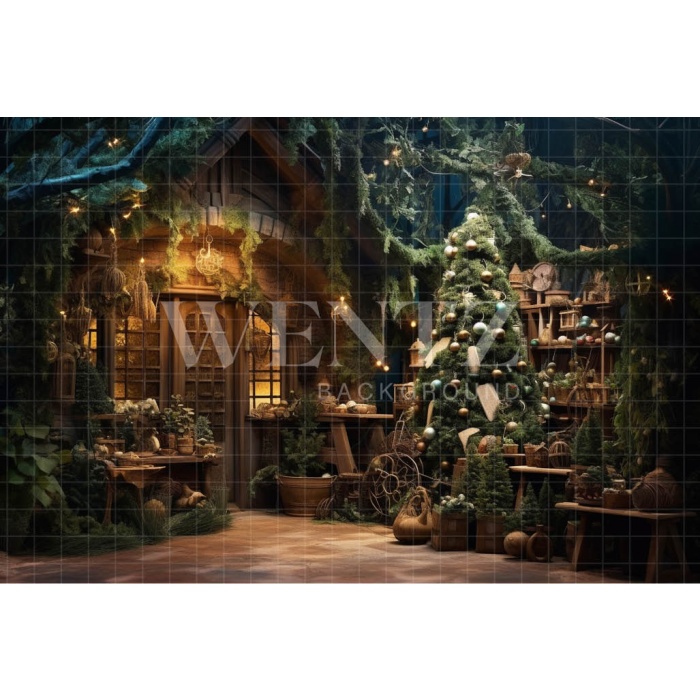 Fabric Photography Background Christmas Scenery with Tree / Backdrop 4260