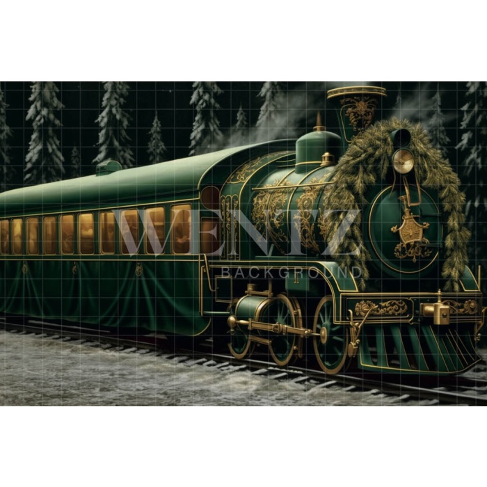 Fabric Photography Background Christmas Train / Backdrop 4263