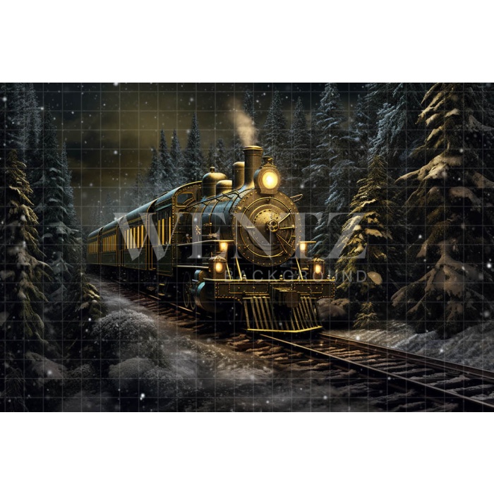 Fabric Photography Background Christmas Train / Backdrop 4265