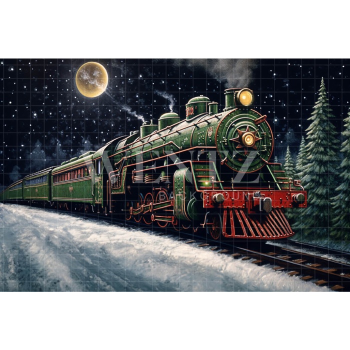 Fabric Photography Background Christmas Train / Backdrop 4268