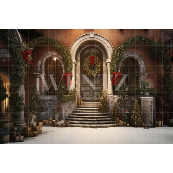 Fabric Photography Background Christmas Facade / Backdrop 4300