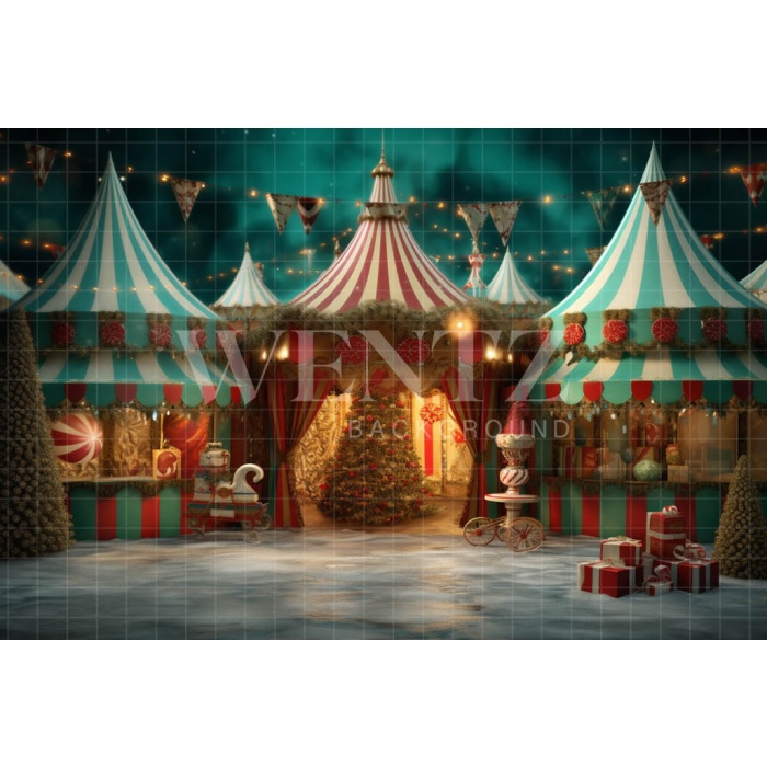 Fabric Photography Background Christmas Circus / Backdrop 4306