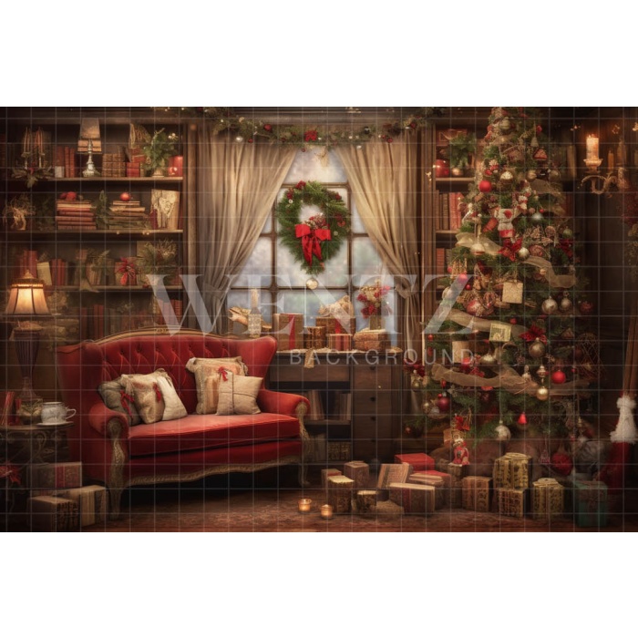 Fabric Photography Background Vintage Christmas Room / Backdrop 4330