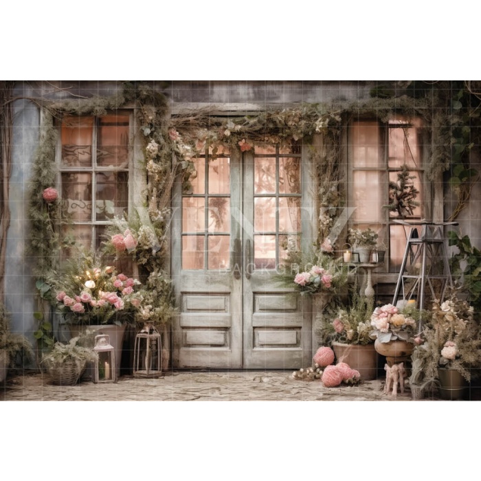 Fabric Photography Background Christmas Door / Backdrop 4351