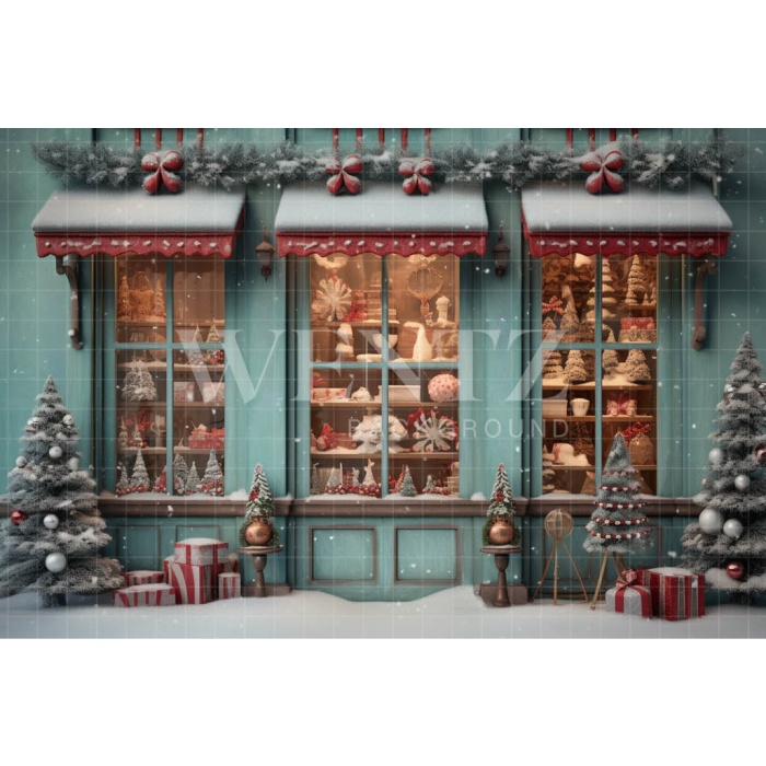 Fabric Photography Background Christmas Candy Shop / Backdrop 4376