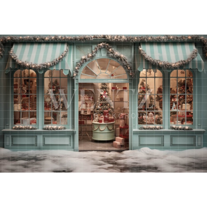 Fabric Photography Background Christmas Candy Shop / Backdrop 4377