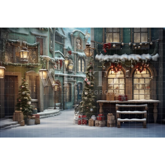 Fabric Photography Background Christmas Village / Backdrop 4382