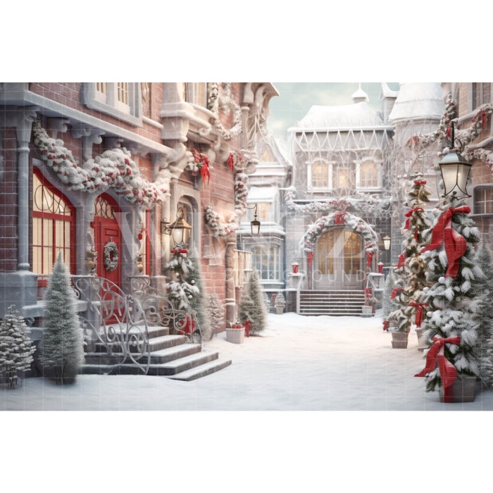 Fabric Photography Background Christmas Village / Backdrop 4398