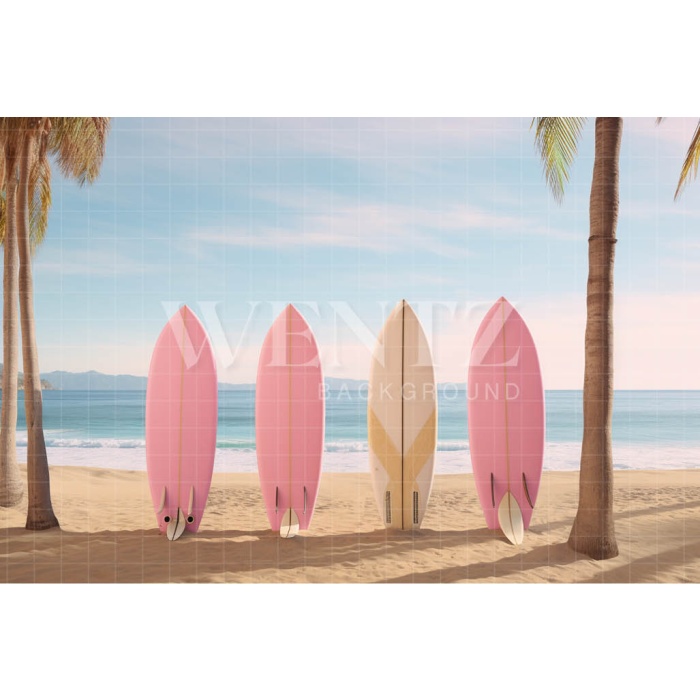 Fabric Photography Background Beach with Surfboards / Backdrop 4425