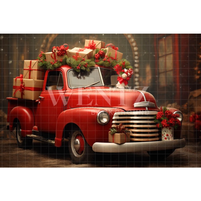 Fabric Photography Background Christmas Pickup Truck / Backdrop 4515