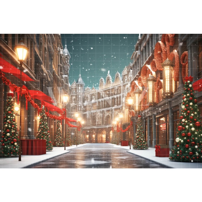 Fabric Photography Background Christmas Village / Backdrop 4533