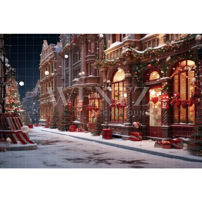 Fabric Photography Background Christmas Village / Backdrop 4543