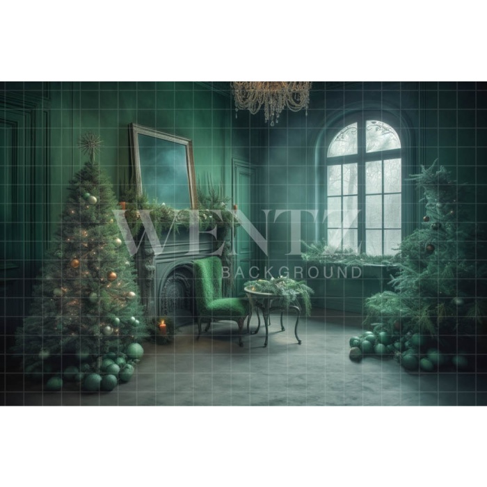 Fabric Photography Background Christmas Green Room / Backdrop 4566