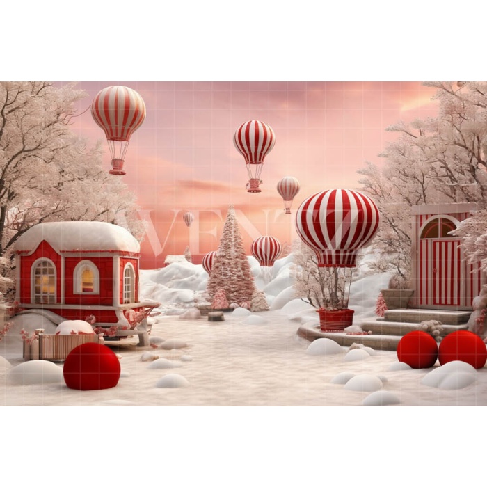 Fabric Photography Background Christmas Village / Backdrop 4584