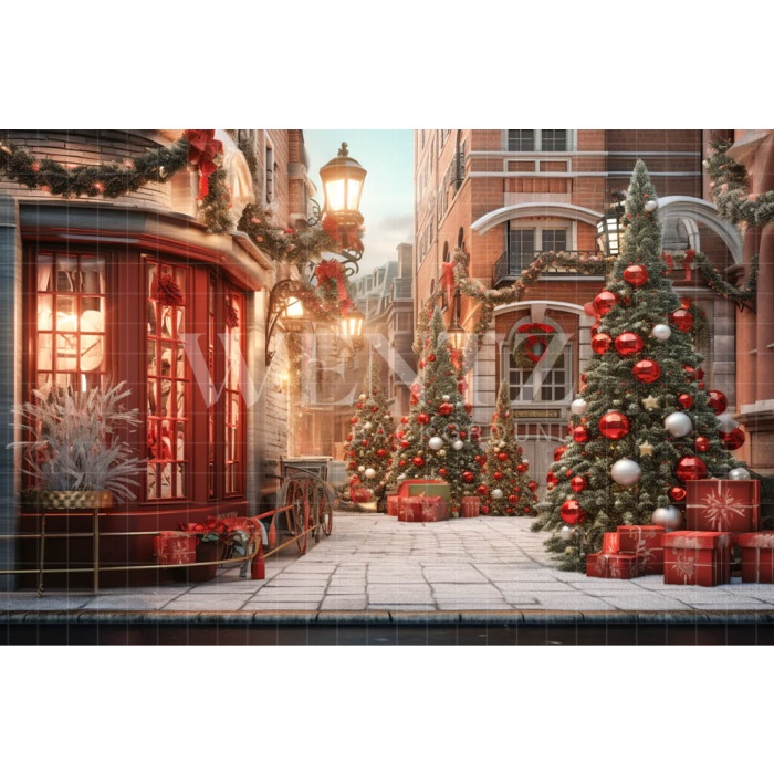 Fabric Photography Background Christmas Village / Backdrop 4603