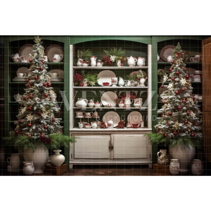 Fabric Photography Background Christmas Kitchen / Backdrop 4635