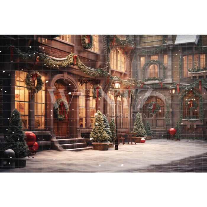 Fabric Photography Background Christmas Village / Backdrop 4660