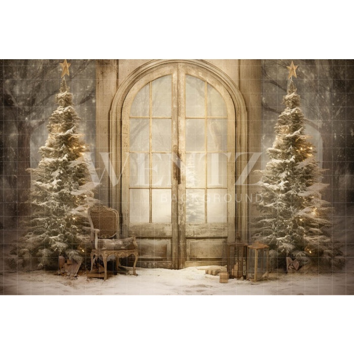 Fabric Photography Background Vintage Christmas Front / Backdrop 4670