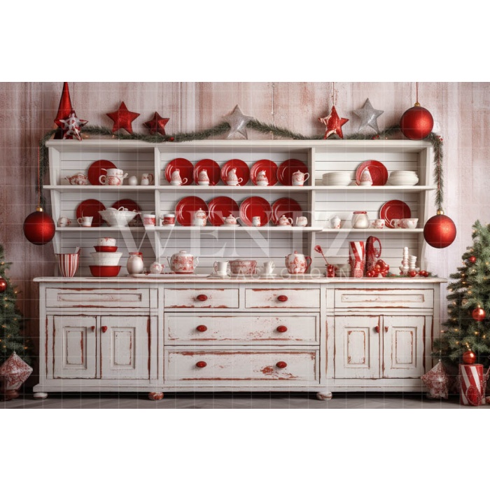 Fabric Photography Background Christmas Kitchen / Backdrop 4709