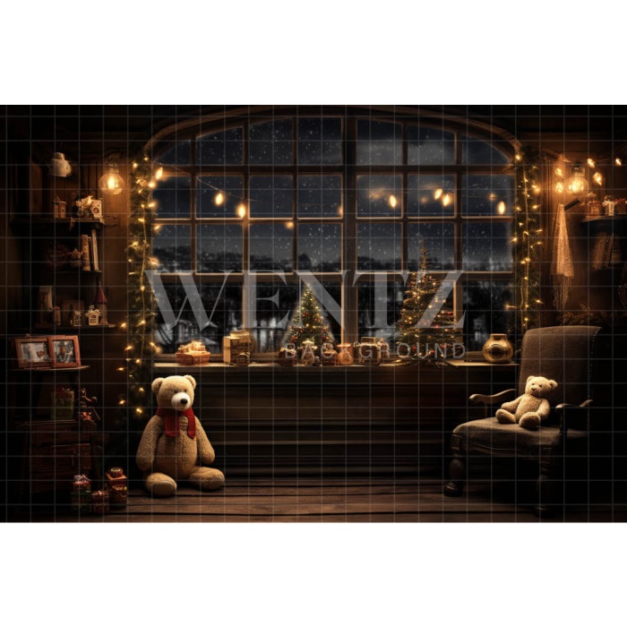 Fabric Photography Background Christmas Set with Teddy Bears / Backdrop 4705