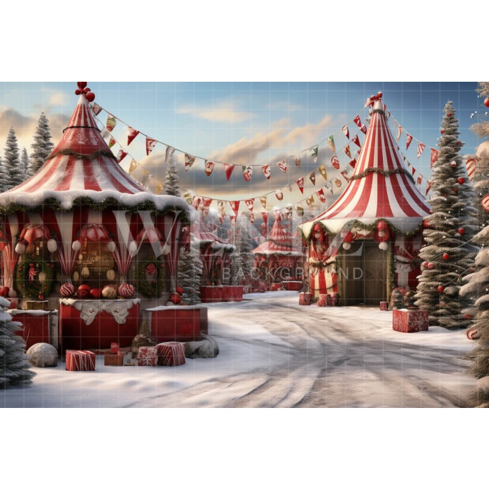 Fabric Photography Background Christmas Village / Backdrop 4711