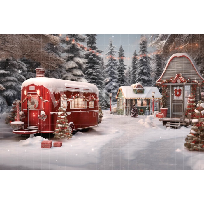 Fabric Photography Background Christmas Village / Backdrop4746