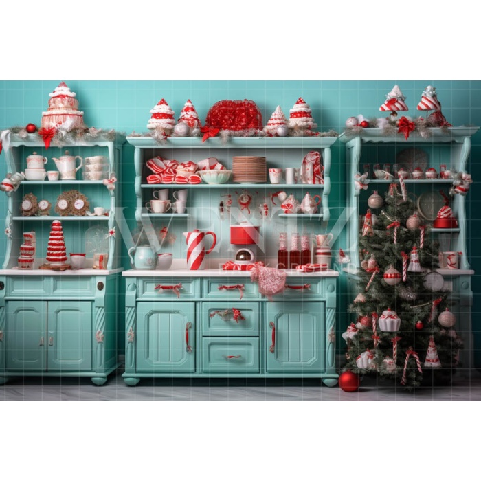 Fabric Photography Background Christmas Candy Cabinet / Backdrop 4750