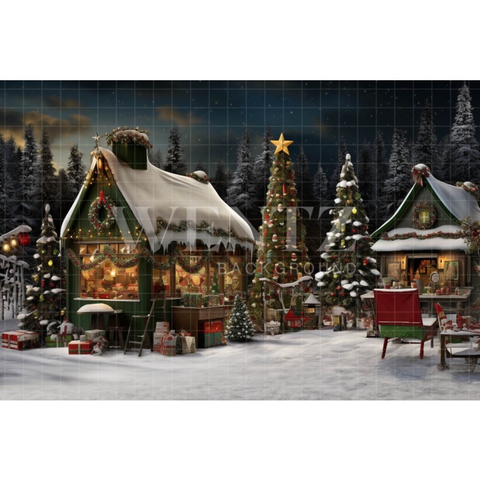 Fabric Photography Background Christmas Village / Backdrop 4751