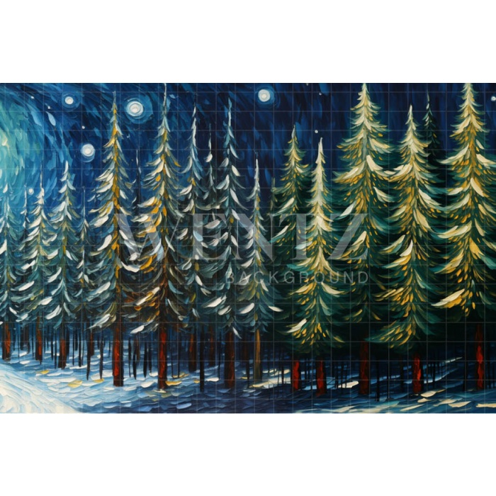 Fabric Photography Background Christmas Forest / Backdrop 4759