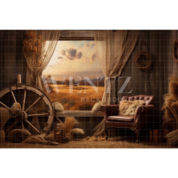 Fabric Photography Background House on the Countryside / Backdrop 4775