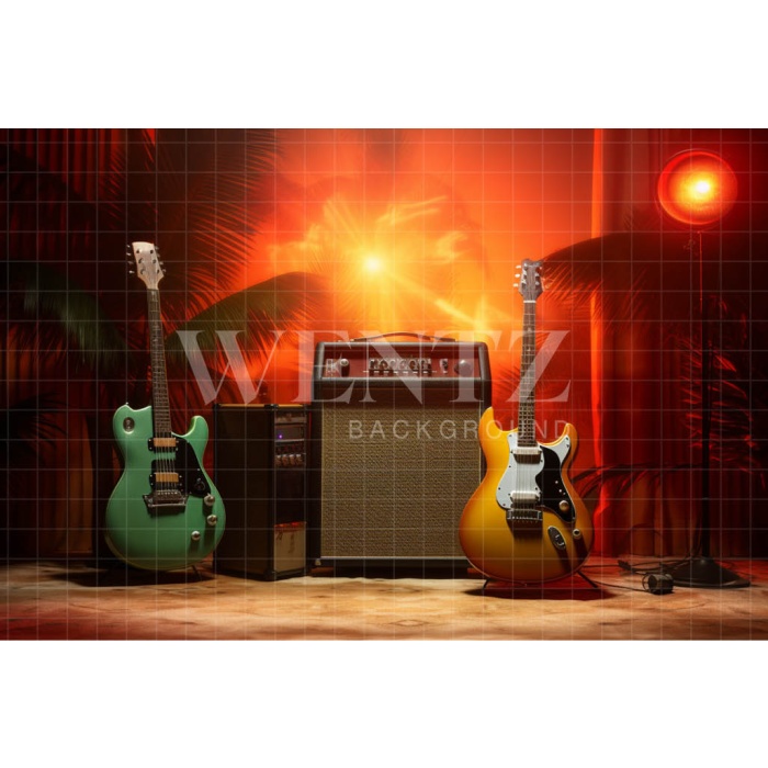 Fabric Photography Background with Guitar / Backdrop 4911