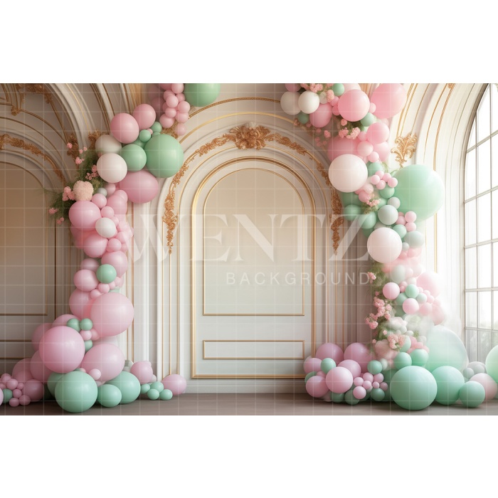 Fabric Photography Background Room with Balloons / Backdrop 5241