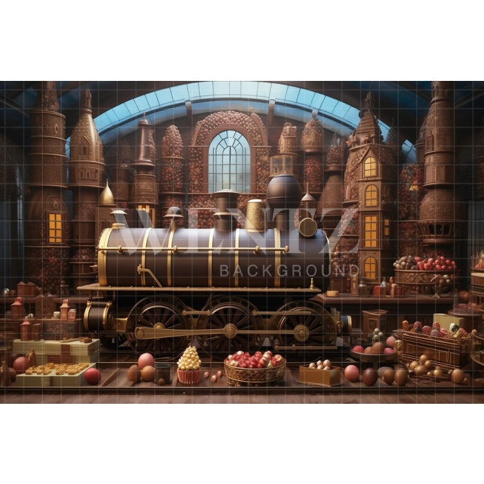 Fabric Photography Background Chocolate Factory / Backdrop 5293