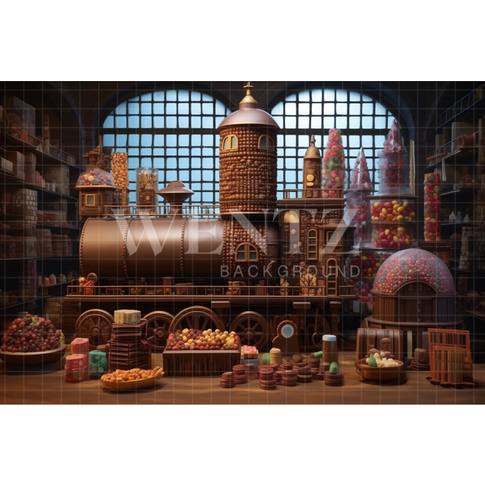 Fabric Photography Background Chocolate Factory / Backdrop 5294