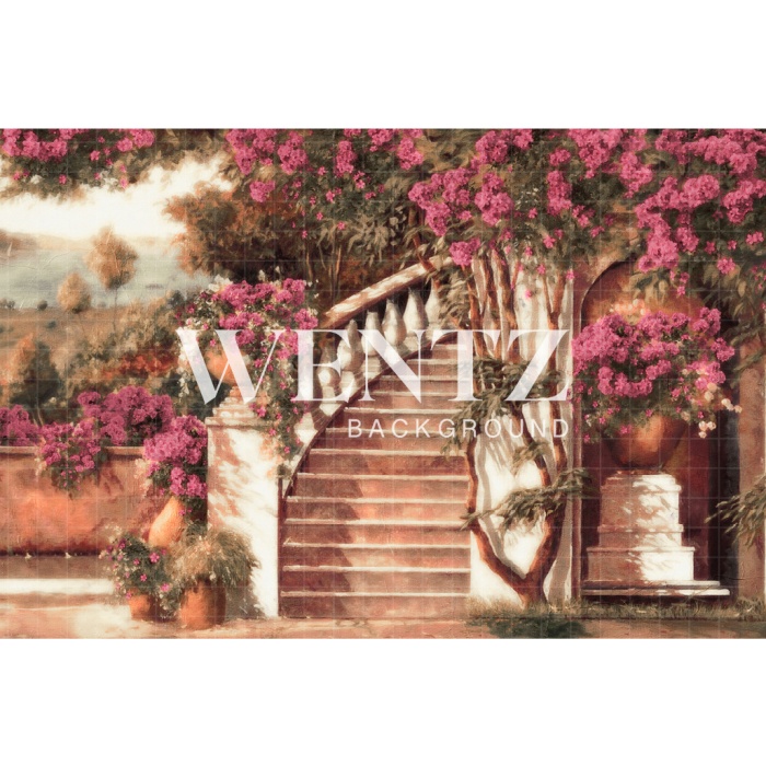 Fabric Photography Background Flowered Staircase / Backdrop CW123