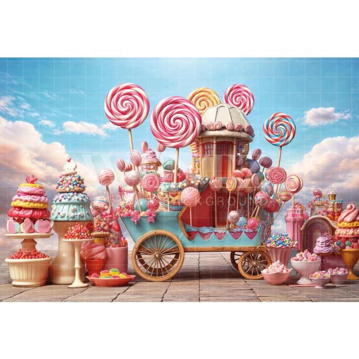 Fabric Photography Background Children's Day Candy Cart / Backdrop 6374