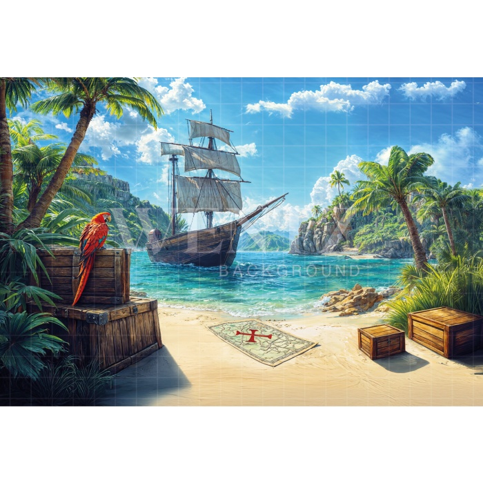 Fabric Photography Background Children's Day  Treasure Island / Backdrop 6391